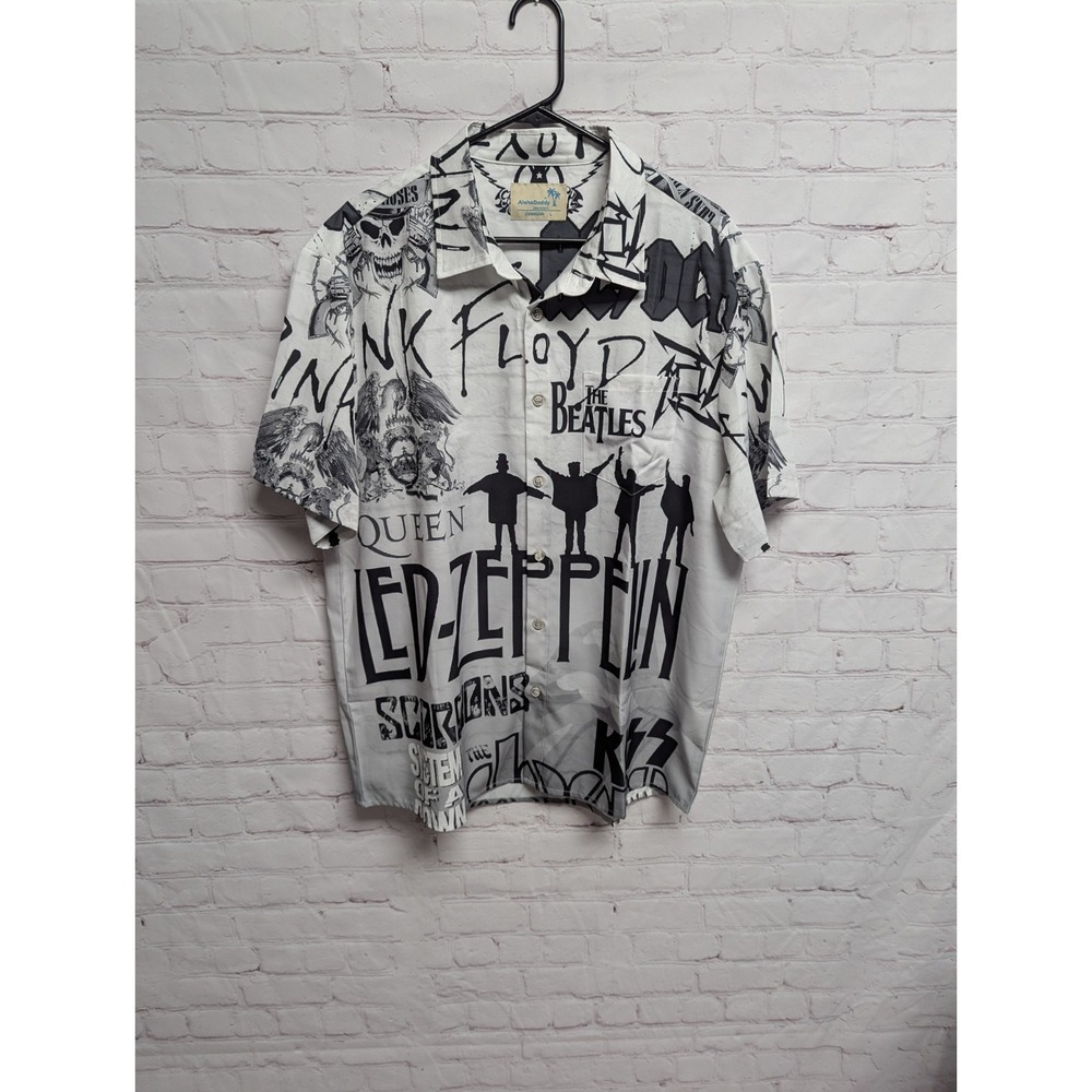 Aloha Daddy Rock And Roll Bands Short Sleeve Button-up Men's Large NWOT 386